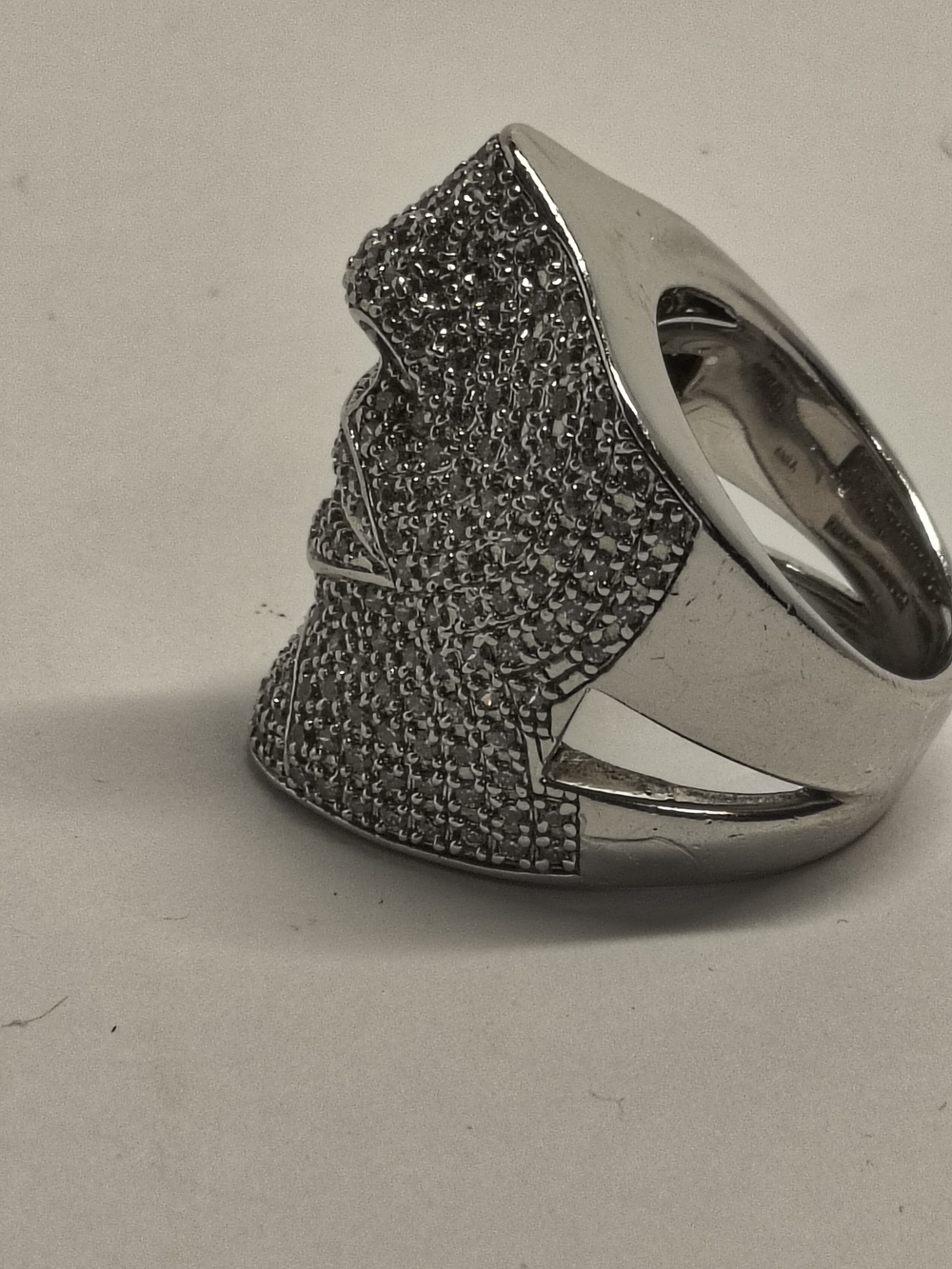 Sonia Bitton Pavé Face Statement Ring 925 Sterling Silver CZ Wide Band - Picture 4 of 6